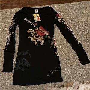 Ed Hardy Black Long Sleeve Kids Dress